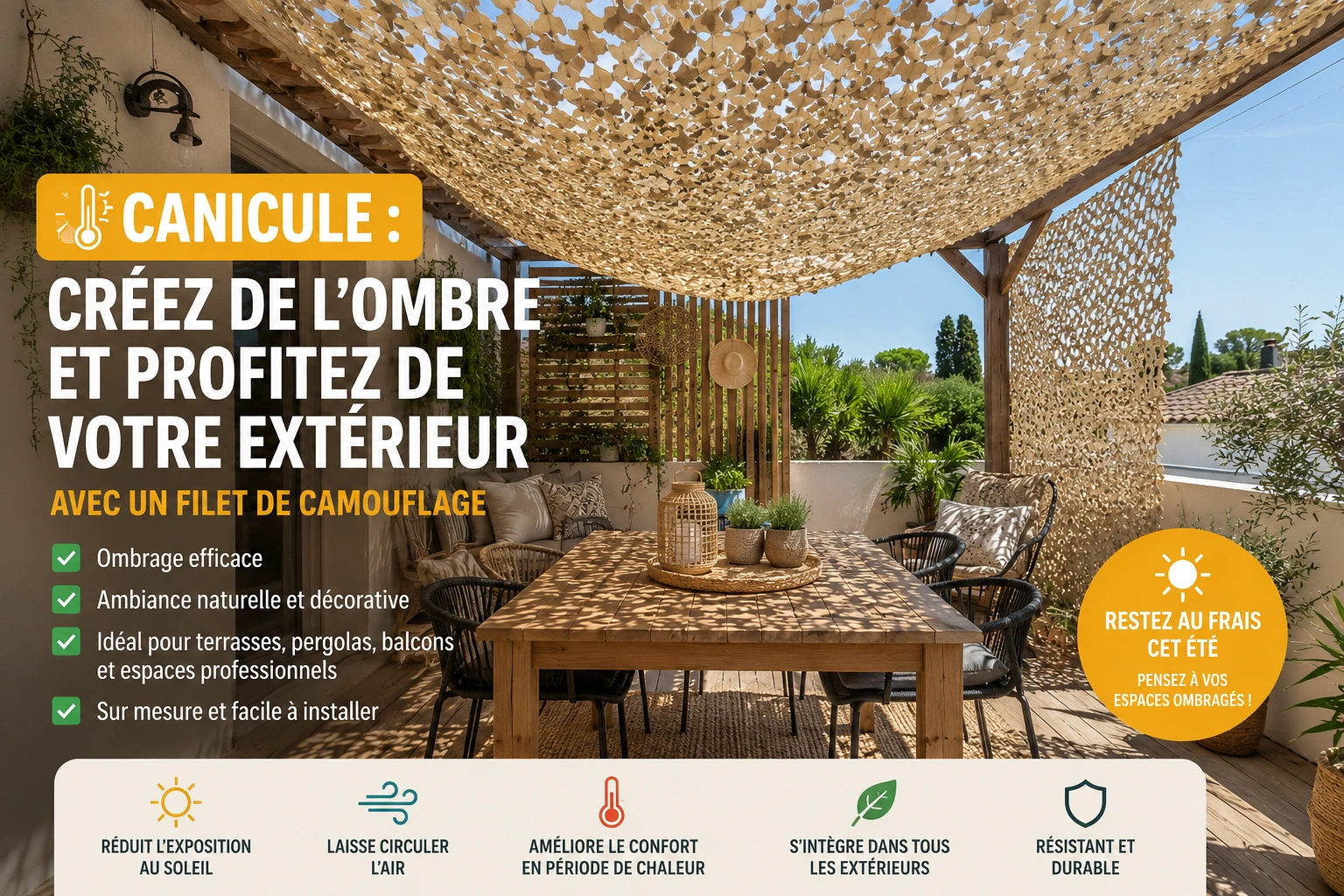 filet de camouflage sur mesure canicule