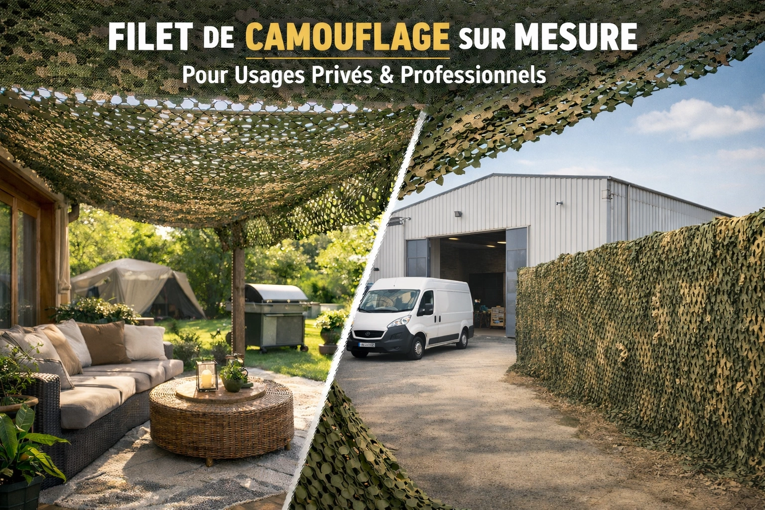 Filet de camouflage sur-mesure particuliers professionnels